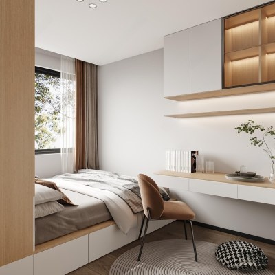 现代榻榻米卧室3D模型下载